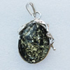 Imitate Amber Pendant With Metal Alloy Set, 49x31x14mm, Sold by Bag 