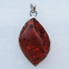 Imitate Amber Pendant With Metal Alloy Set, 60x33x18.5mm, Sold by Bag 