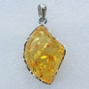 Imitate Amber Pendant With Metal Alloy Set, 57x35x19mm, Sold by Bag 