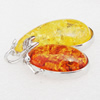 Imitate Amber Pendant With Metal Alloy Set, 55x46x12mm, Sold by Bag 