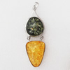 Imitate Amber Pendant With Metal Alloy Set, 88x29x12mm, Sold by Bag 