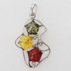 Imitate Amber Pendant With Metal Alloy Set, 61x36x9mm, Sold by Bag 