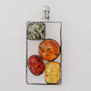 Imitate Amber Pendant With Metal Alloy Set, 60x30.5x10mm, Sold by Bag 