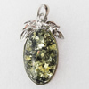 Imitate Amber Pendant With Metal Alloy Set, 50x25x15mm, Sold by Bag 