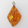 Imitate Amber Pendant With Metal Alloy Set, 73x44x21mm, Sold by Bag 