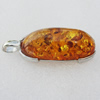 Imitate Amber Pendant With Metal Alloy Set, 56x23x18mm, Sold by Bag 
