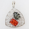 Imitate Amber Pendant With Metal Alloy Set, 51x44.5x8mm, Sold by Bag 