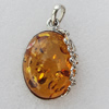 Imitate Amber Pendant With Metal Alloy Set, 47x30.5x14mm, Sold by Bag 