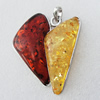 Imitate Amber Pendant With Metal Alloy Set, 54.5x50x11.5mm, Sold by Bag 