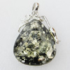 Imitate Amber Pendant With Metal Alloy Set, 51.5x37x18mm, Sold by Bag 