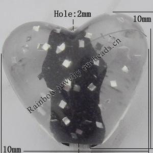 Acrylic Beads Jewelry finding, Heart 10mm Hole:2mm, Sold by Bag