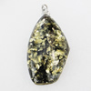 Imitate Amber Pendant With Metal Alloy Set, 71x37.5x18mm, Sold by Bag 