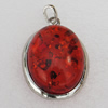 Imitate Amber Pendant With Metal Alloy Set, 48x34x13.5mm, Sold by Bag 