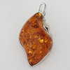 Imitate Amber Pendant With Metal Alloy Set, 67.5x36x20.5mm, Sold by Bag
