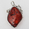 Imitate Amber Pendant With Metal Alloy Set, 59x34x17.5mm, Sold by Bag