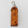 Imitate Amber Pendant With Metal Alloy Set, 50x16x12mm, Sold by Bag