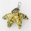 Imitate Amber Pendant With Metal Alloy Set, 61x61x17.5mm, Sold by Bag