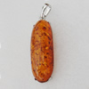 Imitate Amber Pendant With Metal Alloy Set, 64x20x13.5mm, Sold by Bag