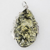Imitate Amber Pendant With Metal Alloy Set, 72x44x20mm, Sold by Bag