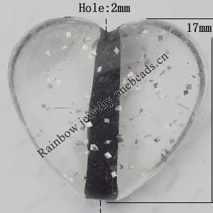 Acrylic Beads Jewelry finding, Heart 17mm Hole:2mm, Sold by Bag