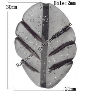 Acrylic Beads Jewelry finding, Twist Leaf 21x30mm Hole:2mm, Sold by Bag