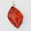 Imitate Amber Pendant With Metal Alloy Set, 29x34x18mm, Sold by Bag