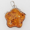 Imitate Amber Pendant With Metal Alloy Set, 49.5x40x15mm, Sold by Bag