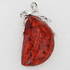 Imitate Amber Pendant With Metal Alloy Set, 59x32.5x19mm, Sold by Bag
