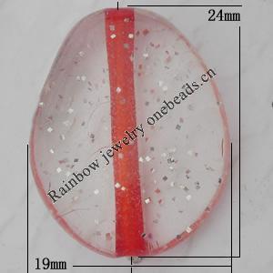 Acrylic Beads Jewelry finding, Flat Teardrop 19x24mm Hole:2mm, Sold by Bag