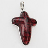 Imitate Amber Pendant With Metal Alloy Set, 67.5x48x15mm, Sold by Bag