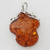 Imitate Amber Pendant With Metal Alloy Set, 61x44.5x14mm, Sold by Bag
