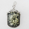 Imitate Amber Pendant With Metal Alloy Set, 52x28x12.5mm, Sold by Bag