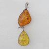 Imitate Amber Pendant With Metal Alloy Set, 89x30x12mm, Sold by Bag