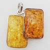 Imitate Amber Pendant With Metal Alloy Set, 52.5x48x13.5mm, Sold by Bag