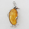 Imitate Amber Pendant With Metal Alloy Set, 79x39x13.5mm, Sold by Bag