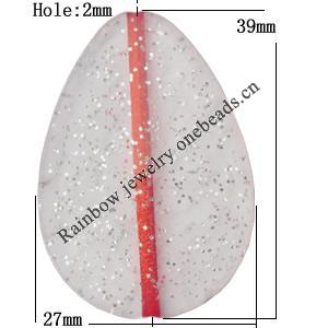 Acrylic Beads Jewelry finding, Flat Teardrop 27x39mm Hole:2mm, Sold by Bag