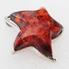 Imitate Amber Pendant With Metal Alloy Set, 41x44x12.5mm, Sold by Bag