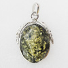 Imitate Amber Pendant With Metal Alloy Set, 50.5x30.5x15mm, Sold by Bag