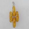 Imitate Amber Pendant With Metal Alloy Set, 38x31x13mm, Sold by Bag