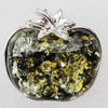 Imitate Amber Pendant With Metal Alloy Set, 46x43x14mm, Sold by Bag