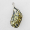 Imitate Amber Pendant With Metal Alloy Set, 72x38x20mm, Sold by Bag