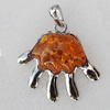 Imitate Amber Pendant With Metal Alloy Set, 52x52x12.5mm, Sold by Bag