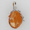 Imitate Amber Pendant With Metal Alloy Set, 49x31x15mm, Sold by Bag