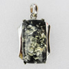Imitate Amber Pendant With Metal Alloy Set, 40x25x12mm, Sold by Bag