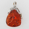 Imitate Amber Pendant With Metal Alloy Set, 52x37x19mm, Sold by Bag