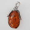 Imitate Amber Pendant With Metal Alloy Set, 49x27x14.5mm, Sold by Bag