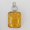 Imitate Amber Pendant With Metal Alloy Set, 51x30x13mm, Sold by Bag