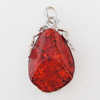 Imitate Amber Pendant With Metal Alloy Set, 55x34x16mm, Sold by Bag
