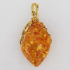Imitate Amber Pendant With Metal Alloy Set, 66x32x20.5mm, Sold by Bag