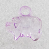 Transparent Acrylic Pendant, Animal 14x14mm Hole:2mm, Sold by Bag